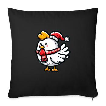 Poulet de Noël : Idylle festive à la ferme - Housse de coussin décorative 45 x 45 cm - noir - Devant
