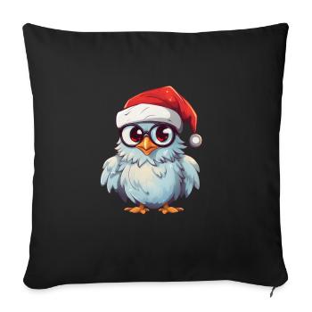 White Christmas Owl: Festive Elegance - Sofa pillowcase 17,3'' x 17,3'' (45 x 45 cm) - black - Front
