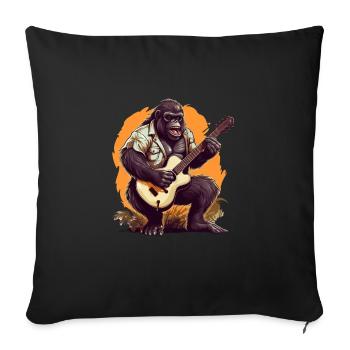 Musical Gorilla: With acoustic guitar in - Sofa pillowcase 17,3'' x 17,3'' (45 x 45 cm) - black - Front