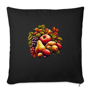 Autumn Mosaic: Polygonal Apple, Pear, Potato & - Sofa pillowcase 17,3'' x 17,3'' (45 x 45 cm) - black - Front