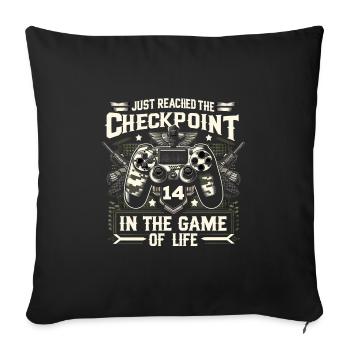 14yr BDay Funny Gamer 14 Level 14 Year Old - Sofa pillowcase 17,3'' x 17,3'' (45 x 45 cm) - black - Front