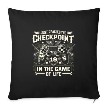 19yr BDay Funny Gamer 19 Level 19 Year Old - Sofa pillowcase 17,3'' x 17,3'' (45 x 45 cm) - black - Front