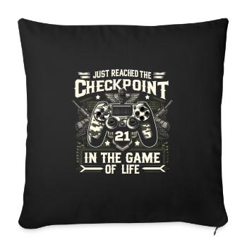 21yr BDay Funny Gamer 21 Level 21 Year Old - Sofa pillowcase 17,3'' x 17,3'' (45 x 45 cm) - black - Front