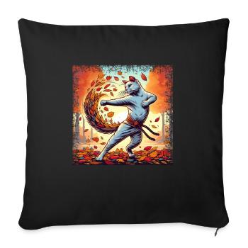 Karate hangover in autumn leaves - Sofa pillowcase 17,3'' x 17,3'' (45 x 45 cm) - black - Front