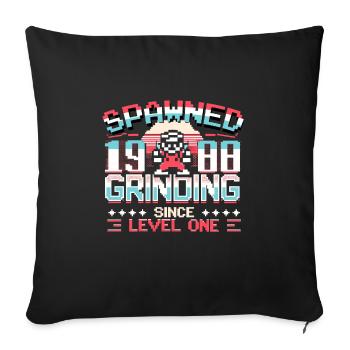 Spawned 1988 Grinding Since Level One Funny Gamer - Sofa pillowcase 17,3'' x 17,3'' (45 x 45 cm) - black - Front