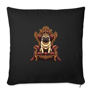 Chien Carlin assis sur le trône Chien et maître - Housse de coussin décorative 45 x 45 cm - noir - Devant