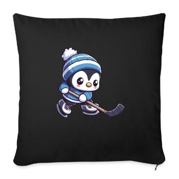 Eishockey Pinguin: Geschwindigkeit auf eisiger - Sofakissenbezug 45 x 45 cm - Schwarz - Vorne