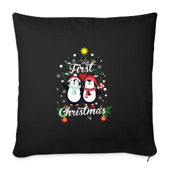 Penguins First Christmas Newborn - Sofa pillowcase 17,3'' x 17,3'' (45 x 45 cm) - black - Front