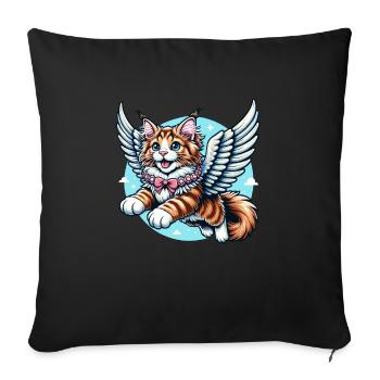 Maine Coon Cat Angel Flying - Sofa pillowcase 17,3'' x 17,3'' (45 x 45 cm) - black - Front