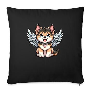 Berger Allemand Chiot Ange - Housse de coussin décorative 45 x 45 cm - noir - Devant
