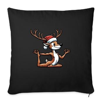 Comic Rentier Yoga Entspannung Weihnachten - Sofakissenbezug 45 x 45 cm - Schwarz - Vorne