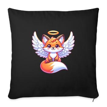 Rotfuchs Engel Heiligenschein Flügel - Sofakissenbezug 45 x 45 cm - Schwarz - Vorne