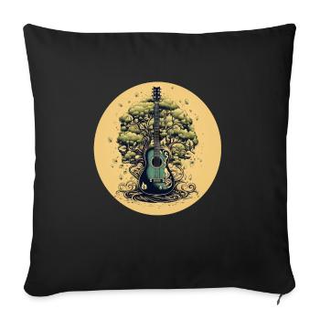 Vintage Acoustic Guitar Tribal Tree - Sofa pillowcase 17,3'' x 17,3'' (45 x 45 cm) - black - Front