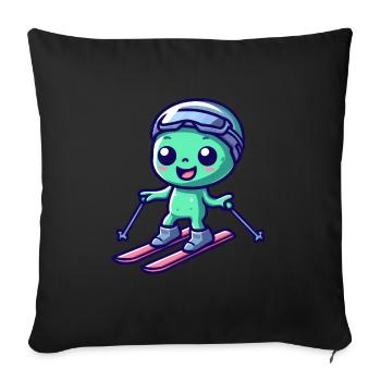 Extraterrestre Vert Ski Alien - Housse de coussin décorative 45 x 45 cm - noir - Devant