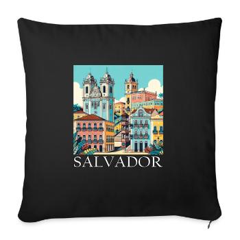 Salvador, Brazil, Colonial Architecture - Sofa pillowcase 17,3'' x 17,3'' (45 x 45 cm) - black - Front