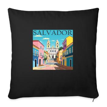 Salvador, Brazil, Colonial Architecture, AfroCulture - Sofa pillowcase 17,3'' x 17,3'' (45 x 45 cm) - black - Front