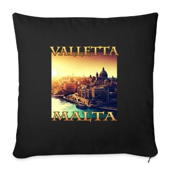 Coucher de soleil à La Valette : City Harbour à - Housse de coussin décorative 45 x 45 cm - noir - Devant