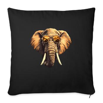 Stylish African elephant with sunglasses - Sofa pillowcase 17,3'' x 17,3'' (45 x 45 cm) - black - Front