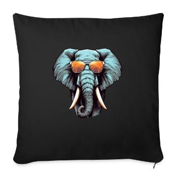 Cool African elephant with sunglasses and - Sofa pillowcase 17,3'' x 17,3'' (45 x 45 cm) - black - Front