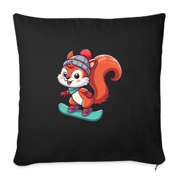 Winter Adventures with Squirrels – Snowboarding Fun - Sofa pillowcase 17,3'' x 17,3'' (45 x 45 cm) - black - Front