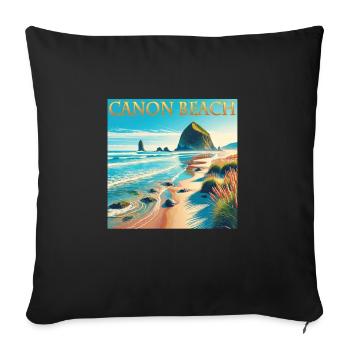 Cannon Beach Oregon Beach vacances Design - Housse de coussin décorative 45 x 45 cm - noir - Devant