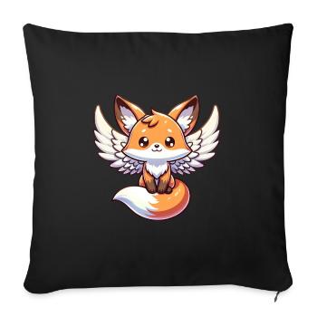 Ange renard roux céleste avec des ailes mystiques - Housse de coussin décorative 45 x 45 cm - noir - Devant