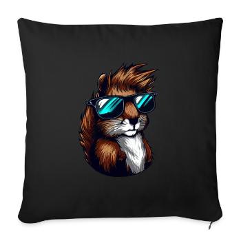 Cool Squirrel with Sunglasses – Stylish - Sofa pillowcase 17,3'' x 17,3'' (45 x 45 cm) - black - Front