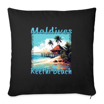 Maldivian Escape: Reethi Beach with Grunge Effect - Sofa pillowcase 17,3'' x 17,3'' (45 x 45 cm) - black - Front