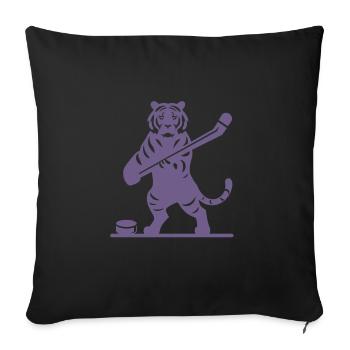 Tigre Hockey Sur Glace Silhouette De Joueur De Hockey Sur Glace - Housse de coussin décorative 45 x 45 cm - noir - Devant