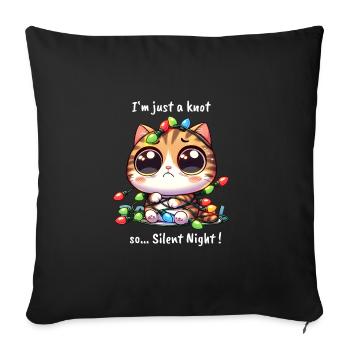 Christmas Cat with Fairy Lights Entanglement - Sofa pillowcase 17,3'' x 17,3'' (45 x 45 cm) - black - Front