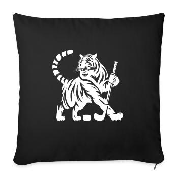 Silhouette minimaliste de joueur de hockey sur glace tigre - Housse de coussin décorative 45 x 45 cm - noir - Devant