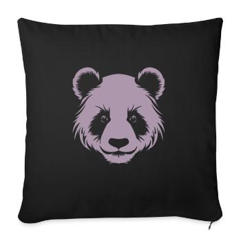 Portrait de tête de silhouette de panda - Housse de coussin décorative 45 x 45 cm - noir - Devant