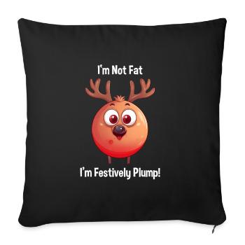 Renne festif « Je ne suis pas gros » - Noël - Housse de coussin décorative 45 x 45 cm - noir - Devant