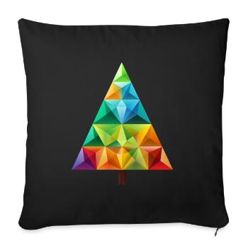 Colorful Festive Magic: Rainbow Christmas Tree - Sofa pillowcase 17,3'' x 17,3'' (45 x 45 cm) - black - Front