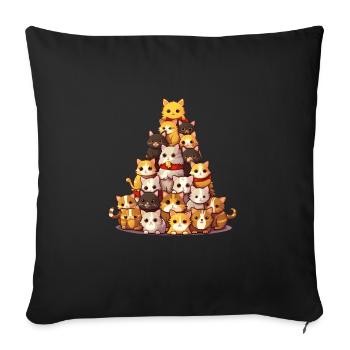 Tour de chat de Noël : Arbre à chat festif de - Housse de coussin décorative 45 x 45 cm - noir - Devant