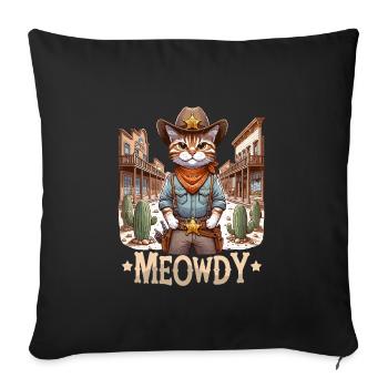 Meowdy Country Cowboy Vintage Western Cat - Sofa pillowcase 17,3'' x 17,3'' (45 x 45 cm) - black - Front