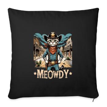 Meowdy Country Cowboy Vintage Western Cat - Sofa pillowcase 17,3'' x 17,3'' (45 x 45 cm) - black - Front