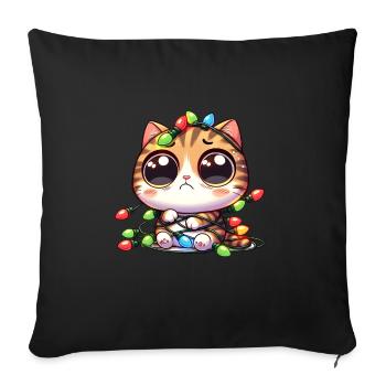 Cute Christmas Cat - Clumsy in - Sofa pillowcase 17,3'' x 17,3'' (45 x 45 cm) - black - Front