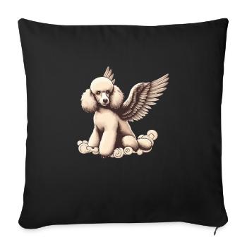 Vintage Poodle in Angel Costume with Wings - Sofa pillowcase 17,3'' x 17,3'' (45 x 45 cm) - black - Front