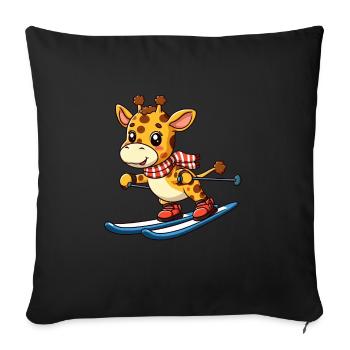 Giraffe skiing on winter holiday - Sofa pillowcase 17,3'' x 17,3'' (45 x 45 cm) - black - Front