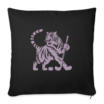 Silhouette minimaliste de joueur de hockey sur glace tigre - Housse de coussin décorative 45 x 45 cm - noir - Devant