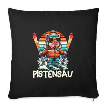 Pistensau - Perfekt für Skifahrer und Après-Ski - Sofakissenbezug 45 x 45 cm - Schwarz - Vorne