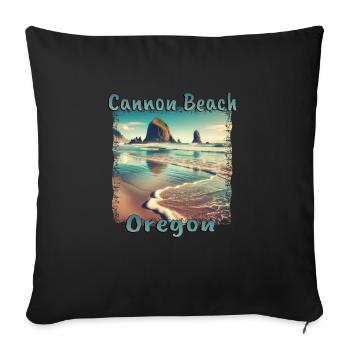 Cannon Beach, Oregon, États-Unis - Vacances reposantes sur le - Housse de coussin décorative 45 x 45 cm - noir - Devant