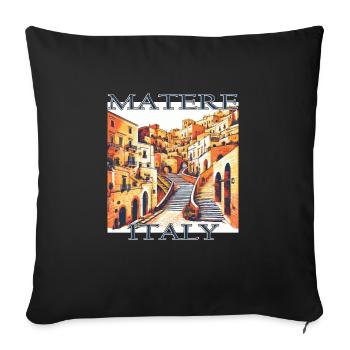 Matera, Italy - Historical architecture in the - Sofa pillowcase 17,3'' x 17,3'' (45 x 45 cm) - black - Front