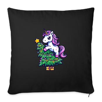 Licorne de Noël - Magique Assis sur le bronzage - Housse de coussin décorative 45 x 45 cm - noir - Devant