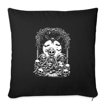 Elfes espiègles tête de mort Noël gothique - Housse de coussin décorative 45 x 45 cm - noir - Devant