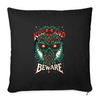 Kiss and Beware - Sinister Mistletoe - Sofa pillowcase 17,3'' x 17,3'' (45 x 45 cm) - black - Front