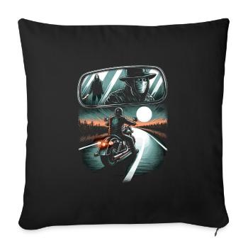 Lone Rider's Lament: Haunting Road Adventure - Sofa pillowcase 17,3'' x 17,3'' (45 x 45 cm) - black - Front