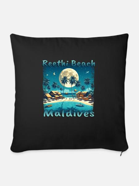 Reethi Beach Malediven Nacht - Sofakissenbezug 45 x 45 cm - Schwarz
