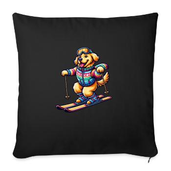 Dog Golden Retriever Skiing Skier - Sofa pillowcase 17,3'' x 17,3'' (45 x 45 cm) - black - Front